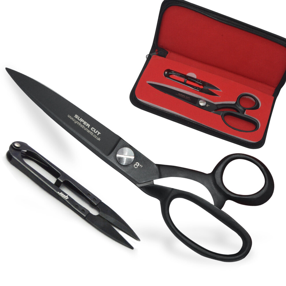 (8 Inches) Tailor Dressmaking Scissors and Yarn Thread Snippers Steel Sharp Shears Fabric, Clothes, Leather, Denim, Altering, Sewing & Tailoring