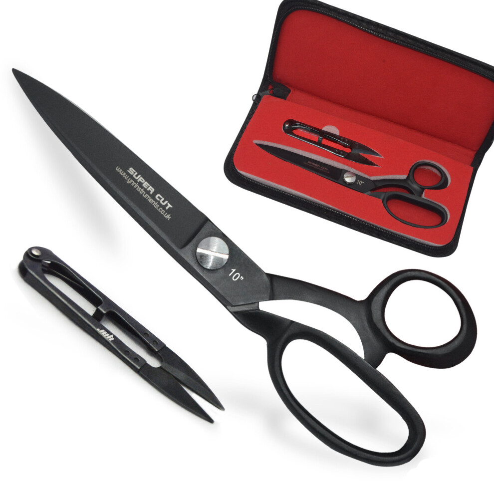 (10 Inches) Tailor Dressmaking Scissors and Yarn Thread Snippers Steel Sharp Shears Fabric, Clothes, Leather, Denim, Altering, Sewing & Tailoring