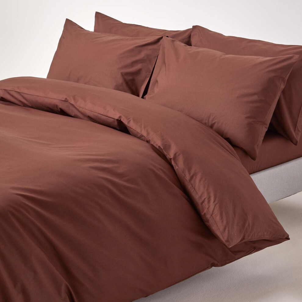 Homescapes Single Chocolate Brown Egyptian Cotton Duvet Cover Set 200 TC
