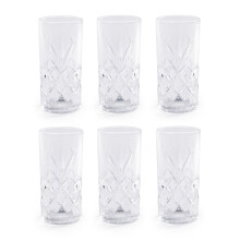 350ml Crystallised Glasses Set of 6 Highball Tumblers Drinking Glasses M&W