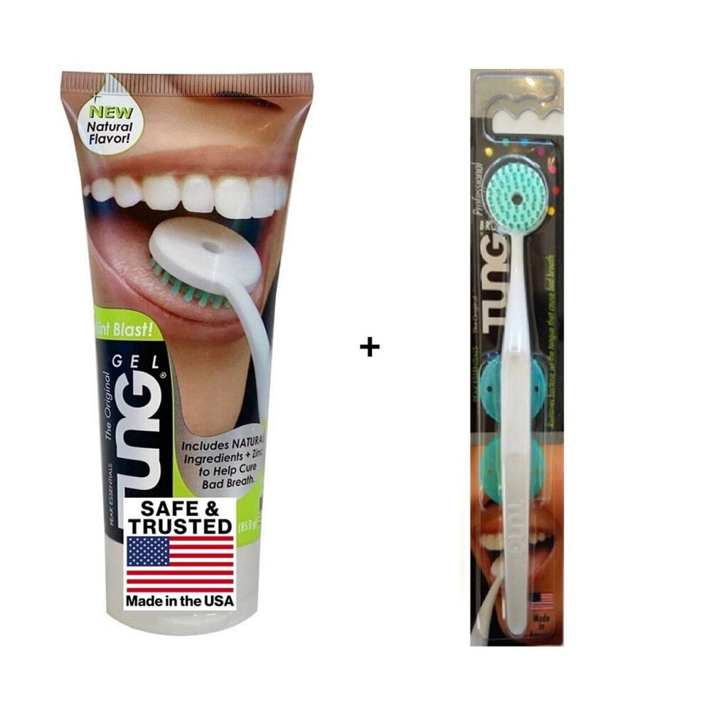 Peak Essentials Tung Gel Natural + Tung Brush With Cap Tongue Cleaner