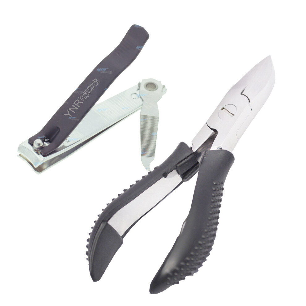 (Black) Professional Set Toe Nail Cutter Clippers Nipper Chiropody Heavy Duty Thick
