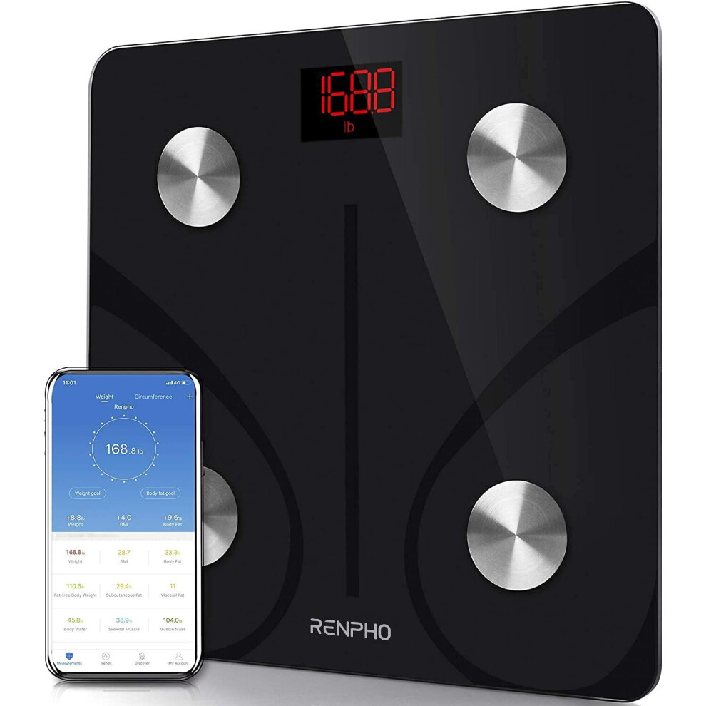 Body Fat Scale Bluetooth, Digital Body Weight Bathroom Scales Weighing Scale Smart BMI Scales, Body Composition Black