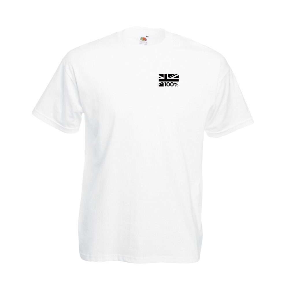 (White, 2XL) Patriotic 100% British Graphic High Quality T-Shirt, Tee, Men's, Unisex