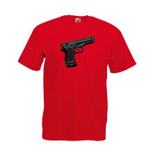 (Red, S) Gun, Revolver Graphic Design High Quality T-Shirt, Tee, Men's, Unisex