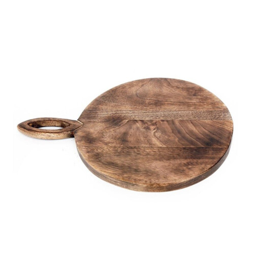Round Wooden Chopping or Pizza Serving Board With Handle
