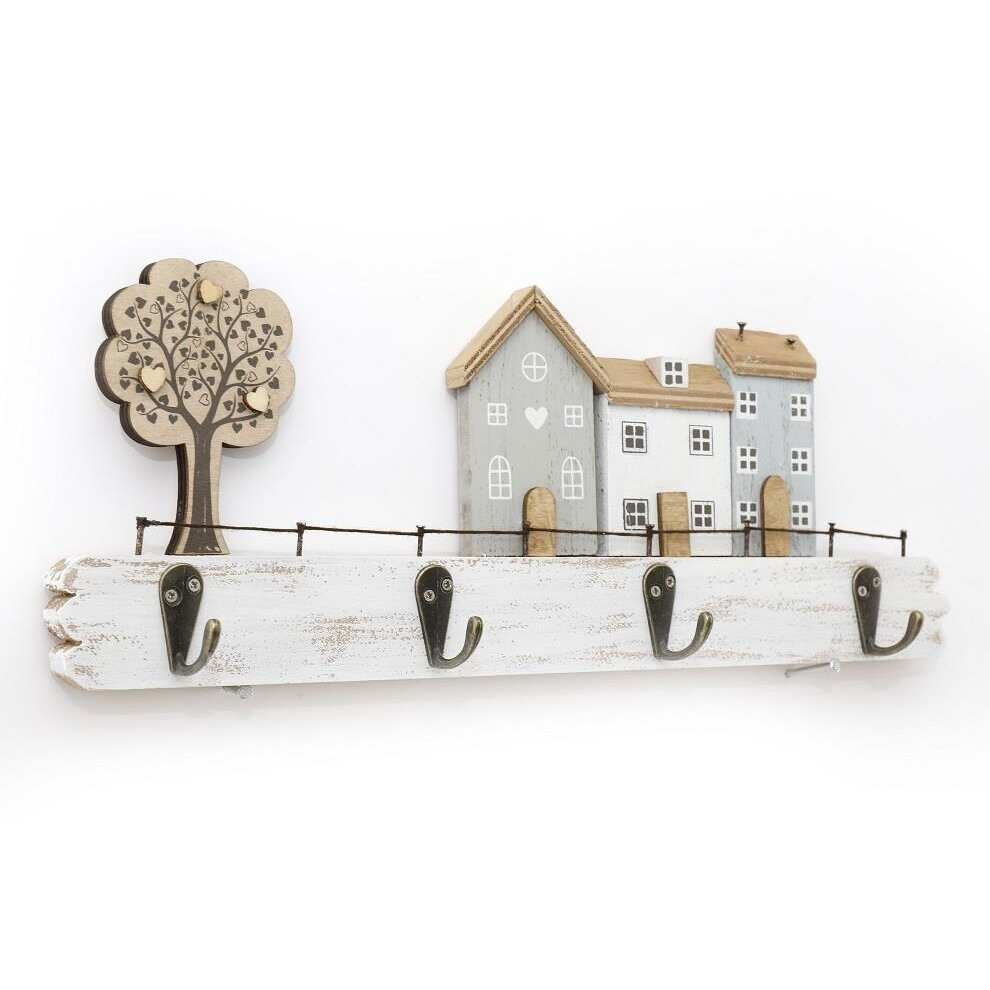 Wooden Houses Design With Hooks Wall Hanging