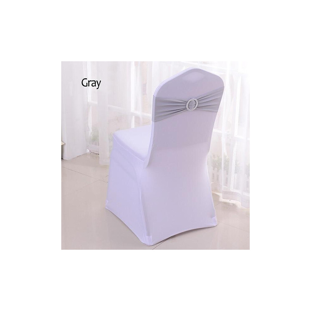 (Silver Gray, 50pcs) 50pcs Tretch Lycra Spandex Chair Bands With Buckle Slider For Wedding Decorations Wholesale Chair Sashes Bow Not A Chair Cover
