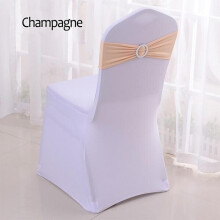 (Champagn, 50pcs) 50pcs Tretch Lycra Spandex Chair Bands With Buckle Slider For Wedding Decorations Wholesale Chair Sashes Bow Not A Chair Cover