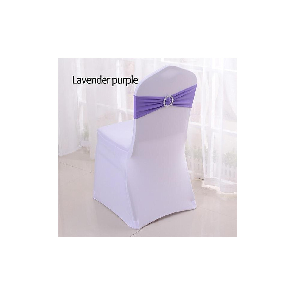 (Lavender Purple, 50pcs) 50pcs Tretch Lycra Spandex Chair Bands With Buckle Slider For Wedding Decorations Wholesale Chair Sashes Bow Not A Chair Cove