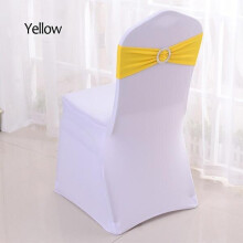 (Yellow, 50pcs) 50pcs Tretch Lycra Spandex Chair Bands With Buckle Slider For Wedding Decorations Wholesale Chair Sashes Bow Not A Chair Cover