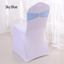 (Sky Blue, 50pcs) 50pcs Tretch Lycra Spandex Chair Bands With Buckle Slider For Wedding Decorations Wholesale Chair Sashes Bow Not A Chair Cover