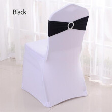 (Black, 50pcs) 50pcs Tretch Lycra Spandex Chair Bands With Buckle Slider For Wedding Decorations Wholesale Chair Sashes Bow Not A Chair Cover