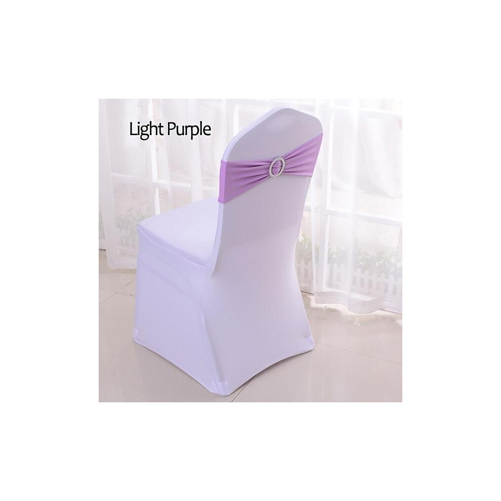 (Light Purple, 50pcs) 50pcs Tretch Lycra Spandex Chair Bands With Buckle Slider For Wedding Decorations Wholesale Chair Sashes Bow Not A Chair Cover