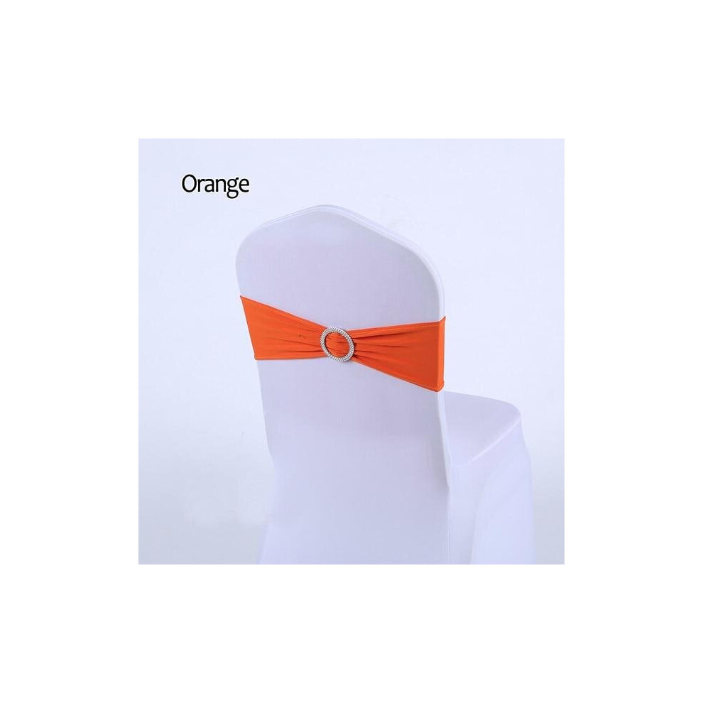 (Orange, 50pcs) 50pcs Tretch Lycra Spandex Chair Bands With Buckle Slider For Wedding Decorations Wholesale Chair Sashes Bow Not A Chair Cover