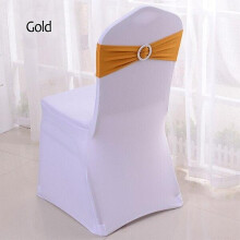 (Gold, 50pcs) 50pcs Tretch Lycra Spandex Chair Bands With Buckle Slider For Wedding Decorations Wholesale Chair Sashes Bow Not A Chair Cover