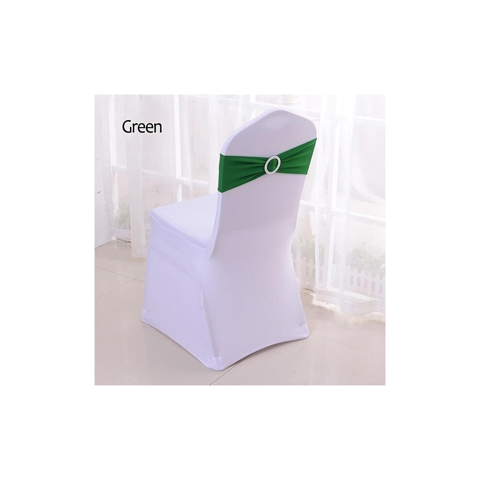 (Green, 50pcs) 50pcs Tretch Lycra Spandex Chair Bands With Buckle Slider For Wedding Decorations Wholesale Chair Sashes Bow Not A Chair Cover