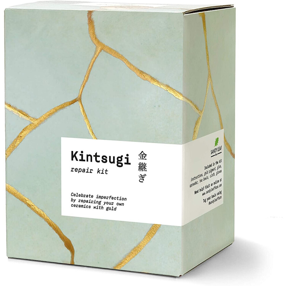 Kintsugi Repair Kit - Repair Your own Ceramics with Gold Glue - Includes Two Beautiful Practice Bowls
