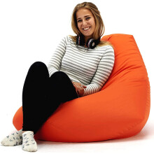 Beautiful Beanbags Orange Highback Large Indoor/Outdoor Bean Bag Chair - Water-Resistant, Fire-Retardant Backing, Perfect Lounge or Gaming