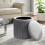 Living And Home (Grey) Round Ottoman Storage Pouffe Stool Velvet Footstool 1