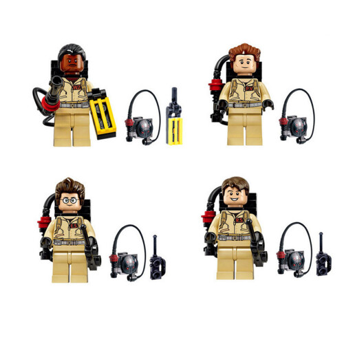 4-Pack Ghostbusters Mini Figures Set - Building Blocks Compatible, 4.5cm ABS Plastic