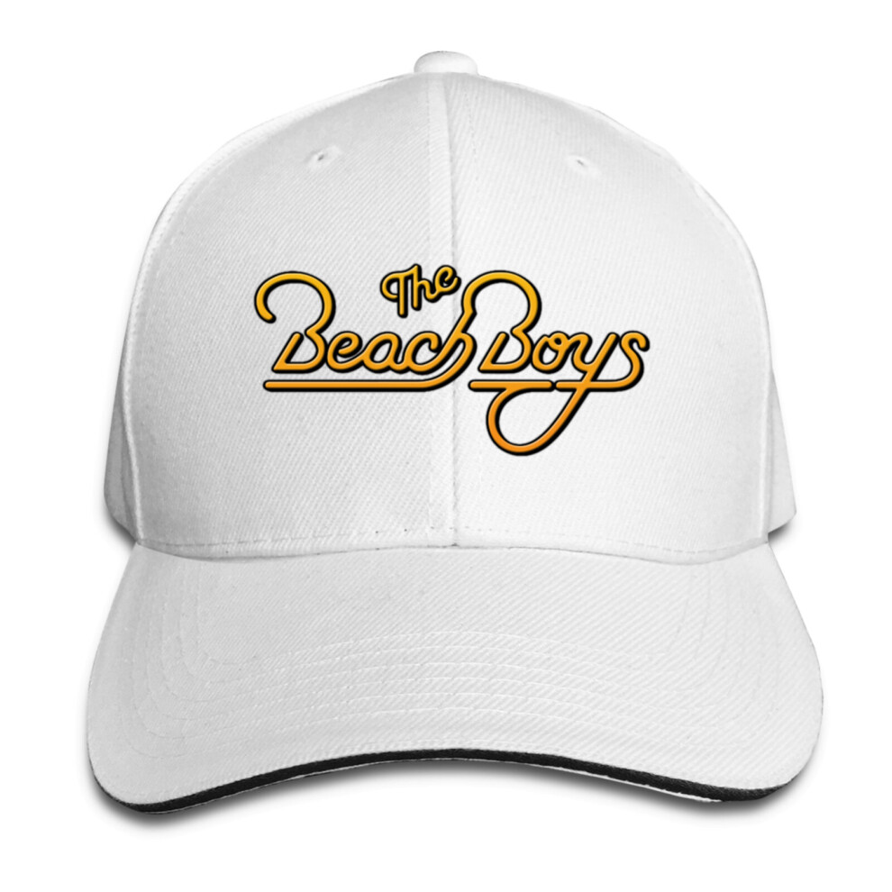 (White) The Beach Boys Logo Snapback Hat Adjustable Cap