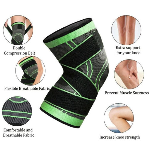 (Black-Item, XL) Elastic 3D Pressurised Knee Brace Compression Support Knee Sleeve 1