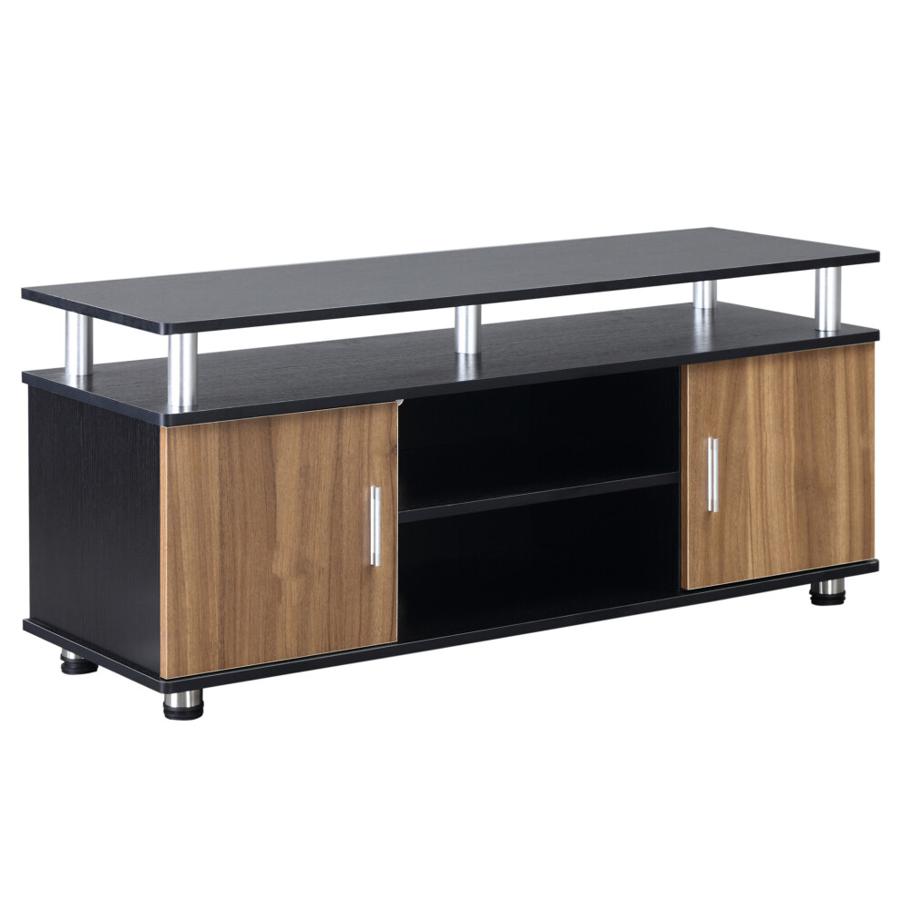 HOMCOM TV Cabinet Stand Entertainment Center w/ Storage Black Walnut