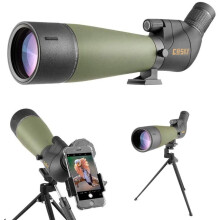 Gosky 2019 Updated 20-60x80 Spotting Scope with Tripod, Carrying Bag and Smartphone Adapter - BAK4 Angled Telescope - Newest Waterproof Scope for Ta