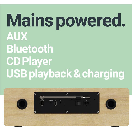 Majority Oakington DAB/DAB+ Digital FM Radio Bluetooth Wireless CD Player Micro Compact Hi-Fi Stereo Speaker System - Remote Control - USB Charging 2