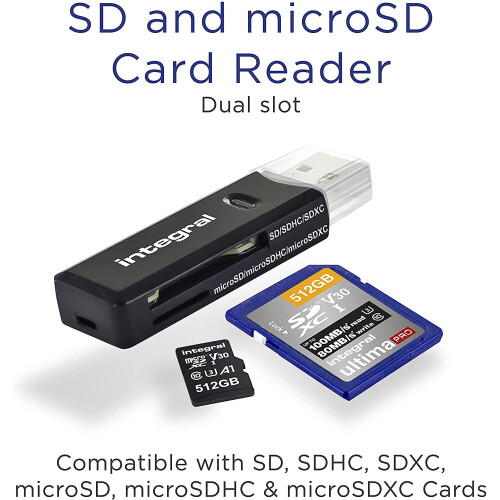 Integral SD and Micro SD Card Reader, USB 3.1 USB 3.0, for SD, SDHC, SDXC and micro SD, microSDHC, microSDXC Memory Cards, USB3.0 Memory Card Adapte 2