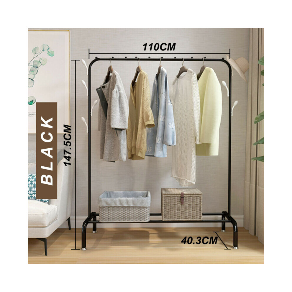 (black ) Heavty Duty Clothes Rail Rack Free Standing Garment Display Storage Stand With Shelves （black）