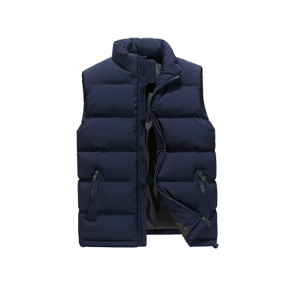 (Navy, 4XL) Men's winter down vest warm sleeveless padded jacket 