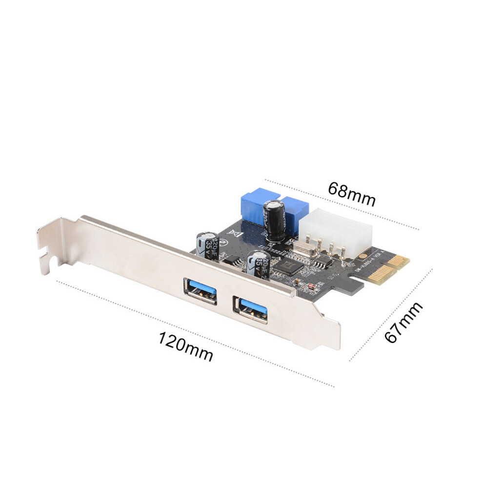 2 Ports Pci-E To Usb 3.0 Hub Pci Express Expansion 19Pin Header Card Adapter Ide 7381457029367