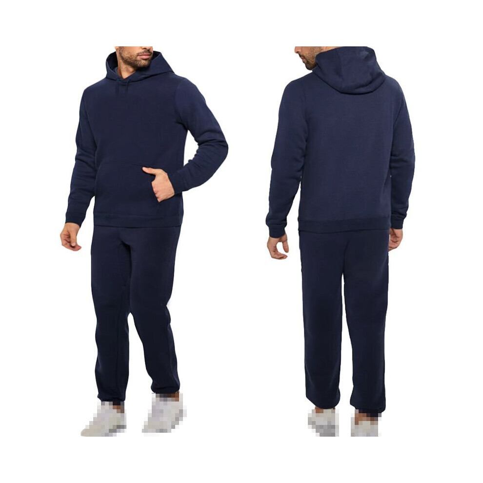(NavyBlue, 2XL) Men's pullover sportswear hoodie jogging pants suit