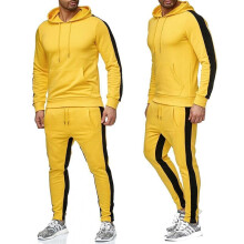 (Yellow, 2XL) Men's jogging suit sportswear hoodie sweatpants suit
