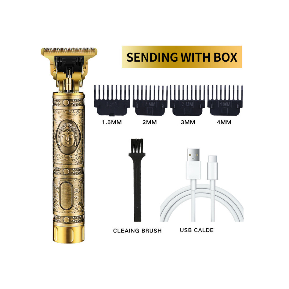 (Buddha) Electric cordless retro hair clipper electric hair clipper oil head carving razor hair clipper