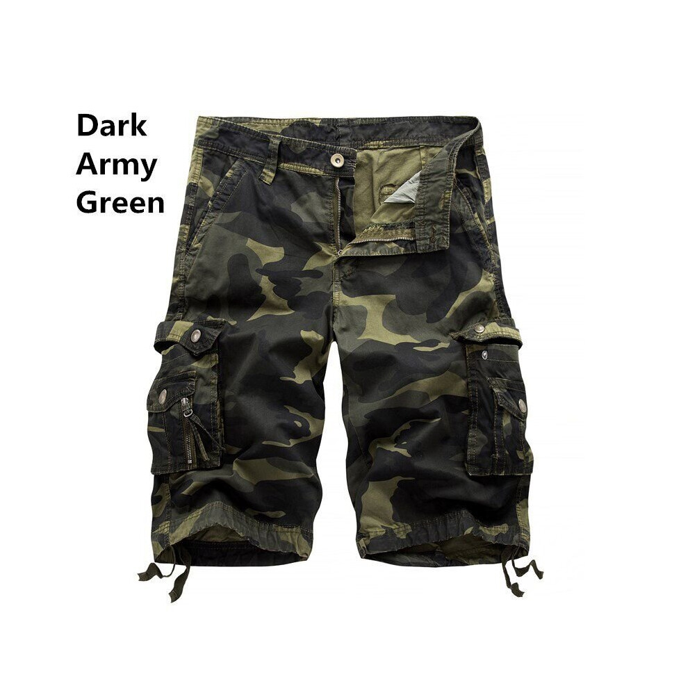 (Dark ArmyGreen, 30) Men's Tactical Military Camouflage Cargo Shorts