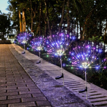 (4pcs multicolor lights) 90 LED Starburst Solar Powered Stake Lights New