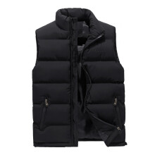 (Black, 5XL) Men's winter down vest warm sleeveless padded jacket