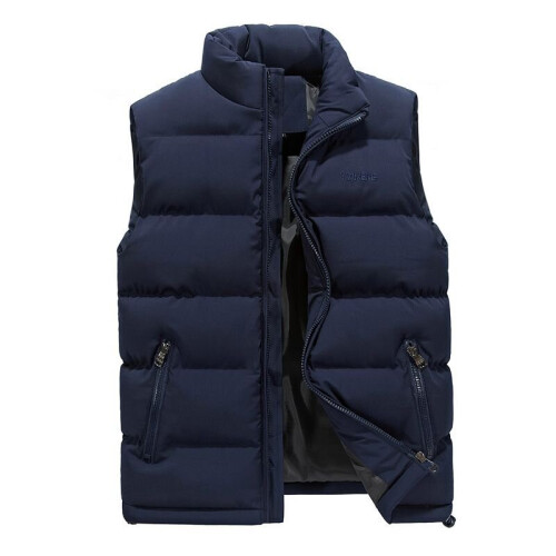 (Navy, L) Men's winter down vest warm sleeveless padded jacket