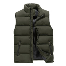 (Army Green, 3XL) Men's winter down vest warm sleeveless padded jacket