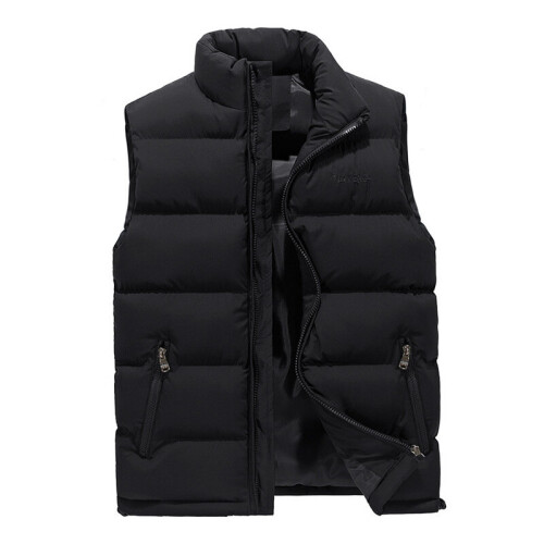 (Black, 4XL) Men's winter down vest warm sleeveless padded jacket