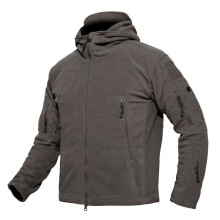 (Gray, M) Men's outdoor winter fleece jacket windproof hiking jacket