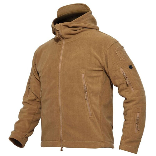 (Sand, L) Men's outdoor winter fleece jacket windproof hiking jacket