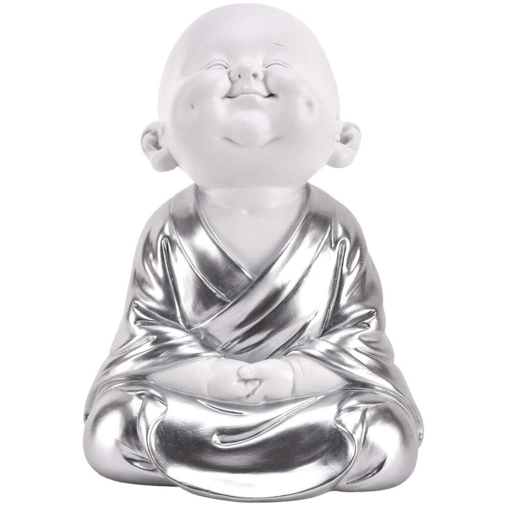 Hestia Meditating Silver Buddha Figurine Hands On Knees Ornament