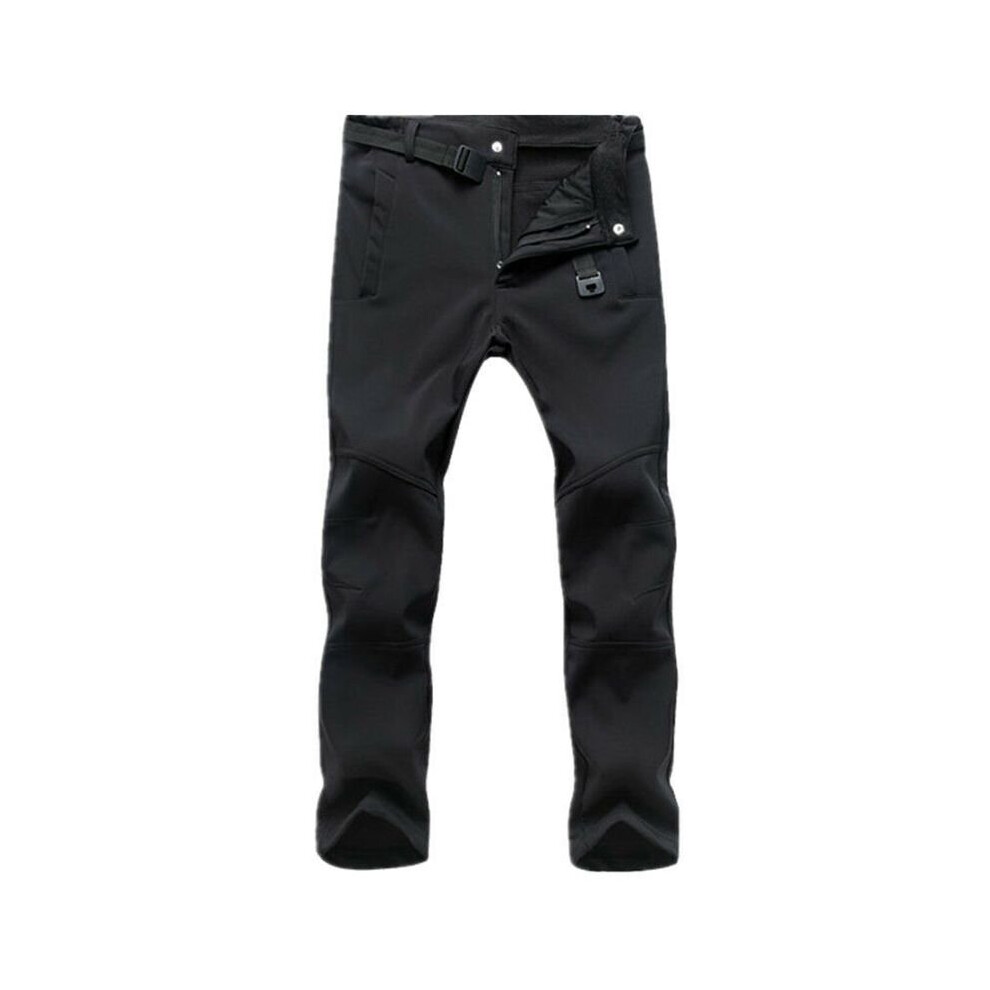 (Black, XL) Men's winter padded work pants outdoor warm pants
