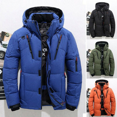 Men s warm duck down jacket ski jacket hooded down coat on OnBuy