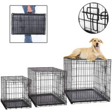 (30inch, Black) Dog Crate Puppy Pet Cage Carrier Folding 2-Doors