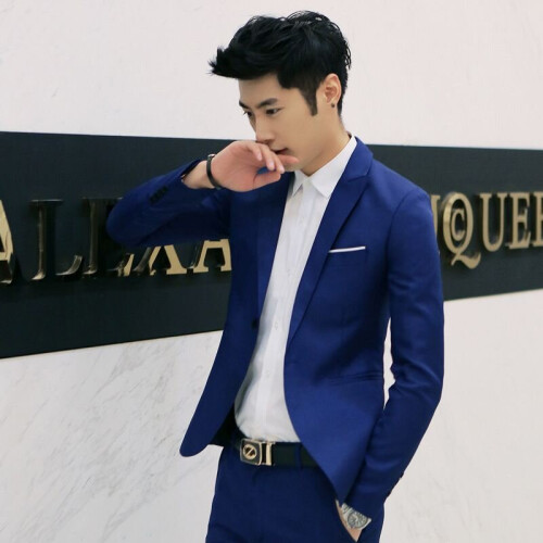 (Royal Blue, M) Men's formal single-button blazer business jacket